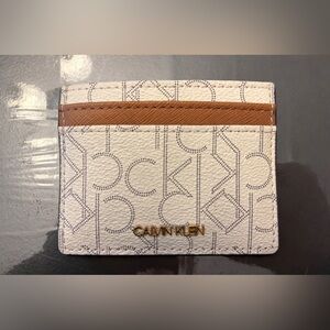 Calvin Klein Cream and Gray Card Holder